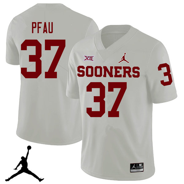 Jordan Brand Men #37 Kyle Pfau Oklahoma Sooners 2018 College Football Jerseys Sale-White - Click Image to Close